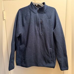 Lee Fleece Quarter Zip Neck Sweater with Breast Pocket | Blue | Medium